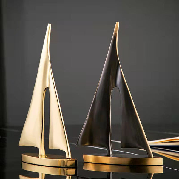 20Cm Gold Sailing Ship Metal Crafts Tabletop Decor Sculptures Figurines Sculptures & Figurines