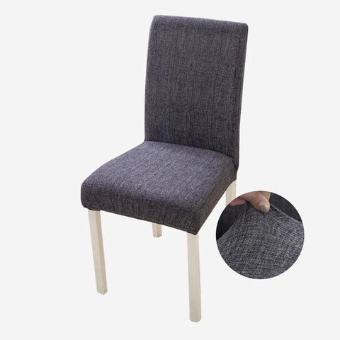Chair Cover Dark Gray Plain Design Anti Dirt Elastic Material For Slipcovers