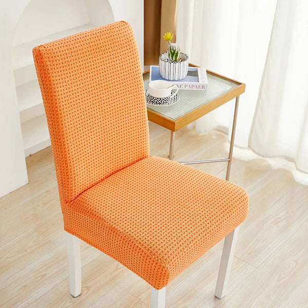 Chair Cover Orange Micro Knitted Design Elastic Material For Dining Room Slipcovers