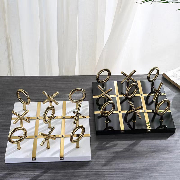 Gold Black Metal Xo Board Tabletop Decor Modern Art Sculptures Figurines Sculptures & Figurines