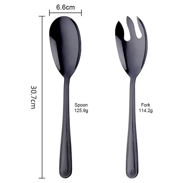 Serving Utensils & Sets Black Stainless Steel Giant Salad Spoon And Fork Set Kitchen Dining Bar