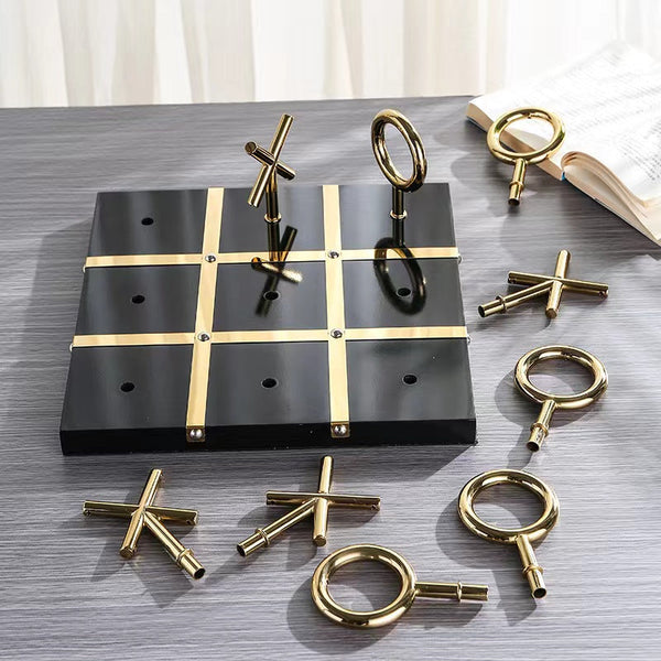 Gold Black Metal Xo Board Tabletop Decor Modern Art Sculptures Figurines Sculptures & Figurines