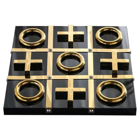 Tic Tac Toe Xo Board Gold Black Tabletop Decor Sculptures Figurines Sculptures & Figurines