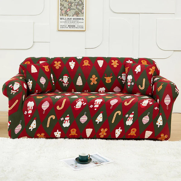 Sofa Cover Green Red Christmas Diamond Pattern Non Slip Stretchable Slipcover Slipcovers