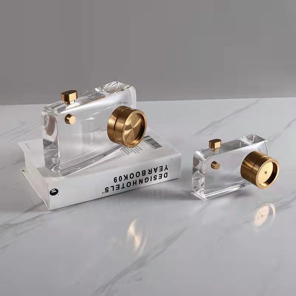 12Cm Crystal Camera Modern Desk Tabletop Decor Sculptures Figurines Sculptures & Figurines