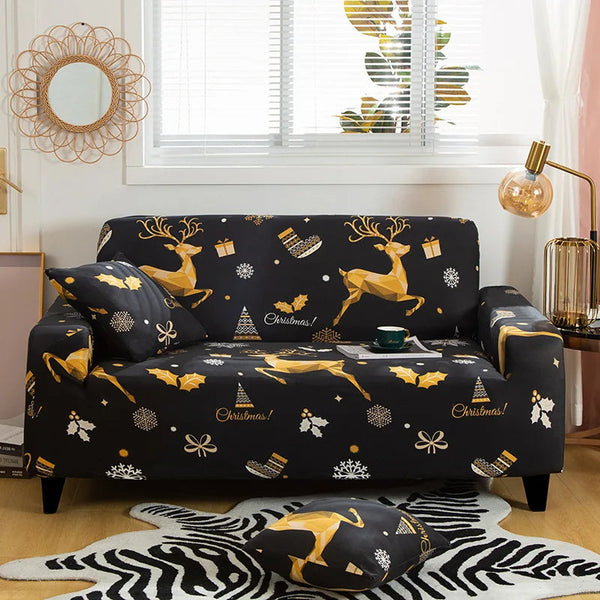 Sofa Cover Christmas Reindeer Design Non Slip Stretchable Slipcover For Furniture Slipcovers