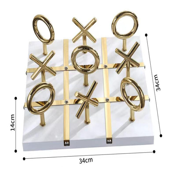 Gold White Metal Xo Board Tabletop Decor Sculptures Figurines Sculptures & Figurines