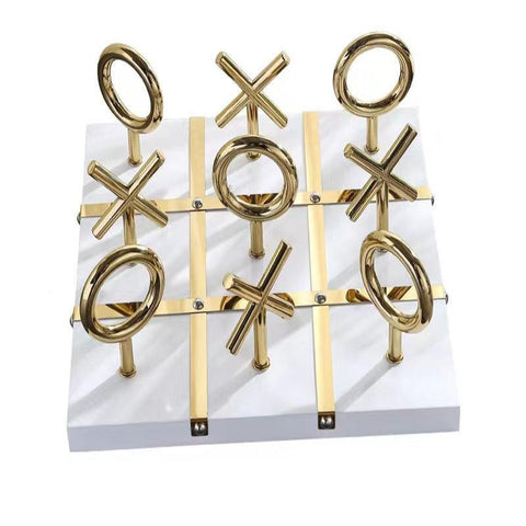 Gold White Metal Xo Board Tabletop Decor Sculptures Figurines Sculptures & Figurines