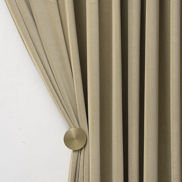 100Cm Khaki High Quality Modern Velvet Blackout Curtains For Living Room Bedroom Dining Curtains & Drapes