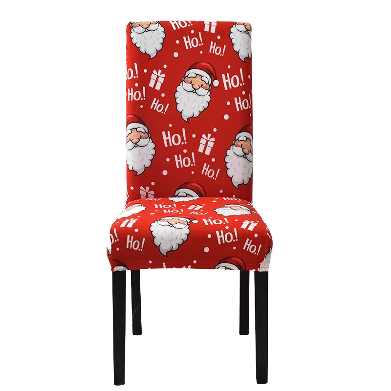 Chair Cover Red Santa Claus Design Anti Dirt Elastic Material Dining Room Slipcovers