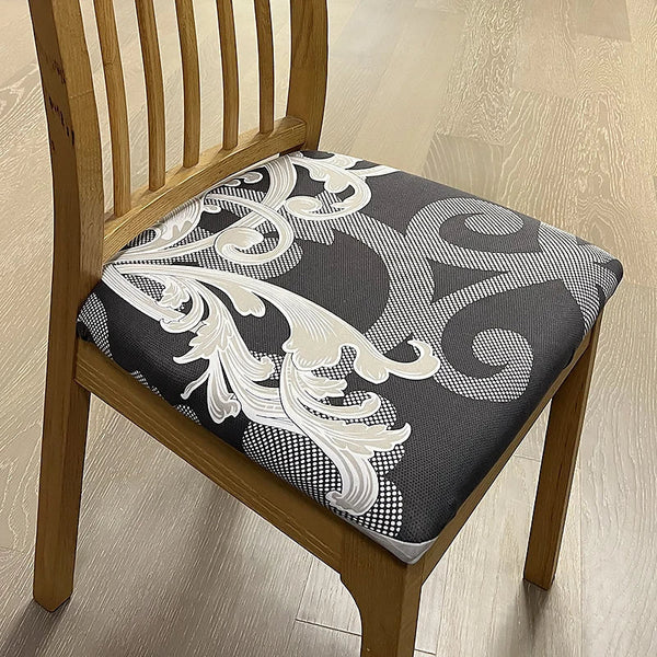Chair Cover Dark Grey Petal Print Stretch Seat For Dinning Kitchen Slipcovers