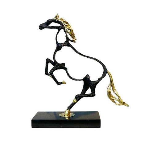 38Cm Metal Weaving Hollow Gold Horse Statue Tabletop Decor Sculptures Figurines Sculptures & Figurines