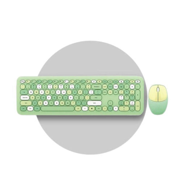 Bluetooth Keyboard Mouse Combo Set Retro Design Portable Wireless Green Keyboards & Keypads