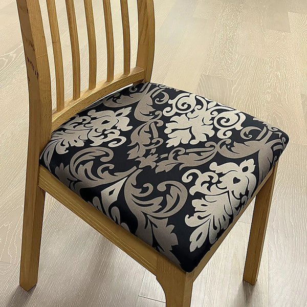 Chair Cover Black Bronze Vine Print Stretch Seat For Dinning Kitchen Slipcovers