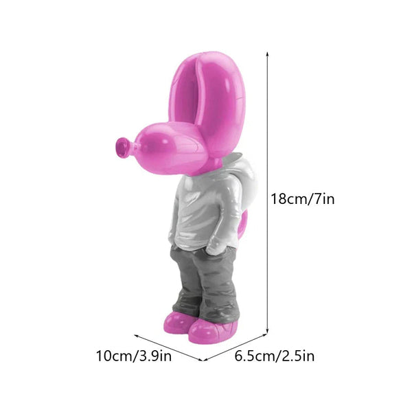 Figurine Balloon Dog Statue Pink 7 Inch Resin Sculpture For Living Room Decor Sculptures & Figurines