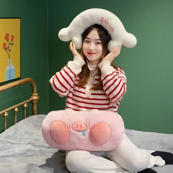 U Shaped Pillow Blue Pig Bone Travel For Support Comfort Pillows