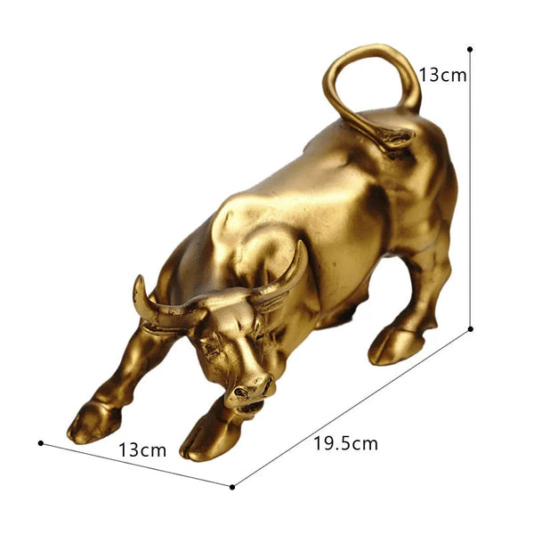 Figurine Gold Bull Resin For Living Room Desktop Decoration Accessories Sculptures & Figurines