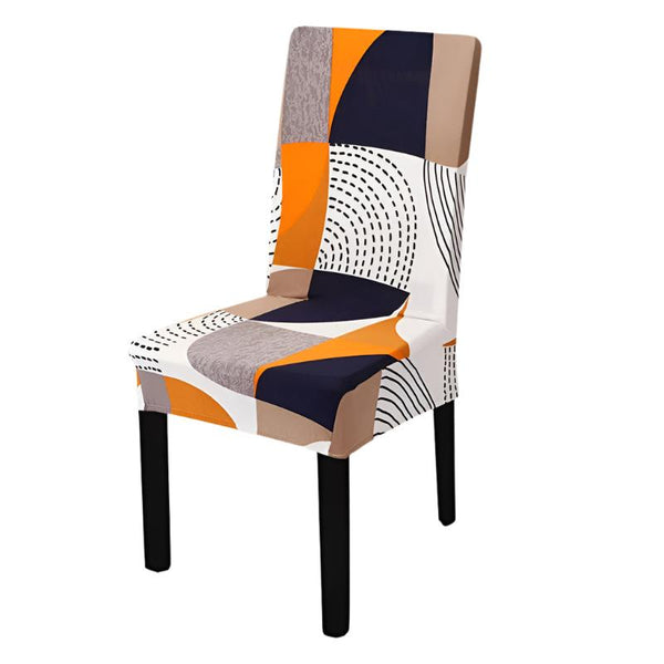 Chair Cover Orange Pattern Lines Design Anti Dirt Elastic Material For Dining Room Kitchen Wedding Hotel Banquet Restaurant Slipcovers