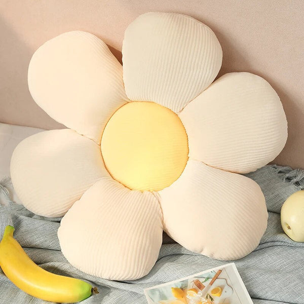 Plush Pillow White Yellow Flower Shape Stuffed Soft Cushion Room Decor Cushions & Decorative Pillows