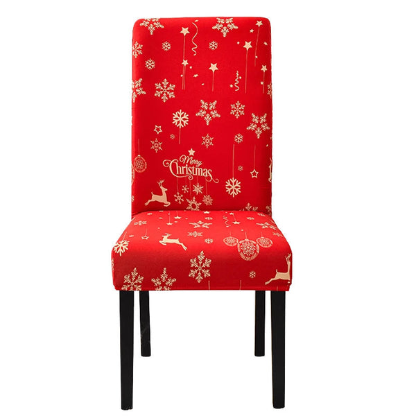 Chair Cover Red Small Snow Flakes Design Anti Dirt Elastic For Dining Room Kitchen Slipcovers