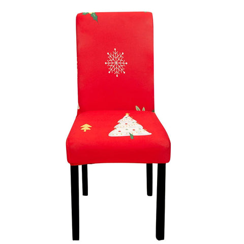 Chair Cover Bright Red White Christmas Tree Design Anti Dirt Elastic Slipcovers