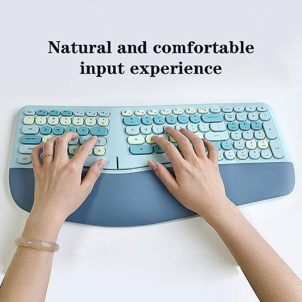 Bluetooth Keyboard Mouse Combo Set Ergonomic Wireless Portable Device Keyboards & Keypads