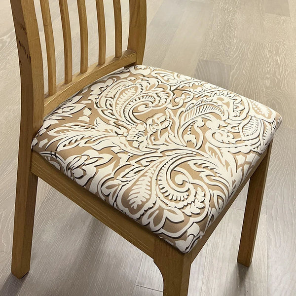 Chair Cover Beige Khaki Vine Leaf Print Stretch Seat For Dining Kitchen Slipcovers