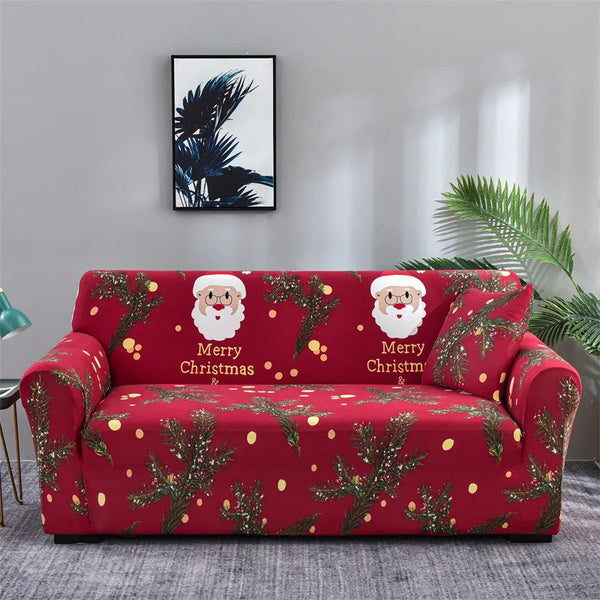 Sofa Cover Red Christmas Santa Claus Design Non Slip Stretchable Slipcover Slipcovers