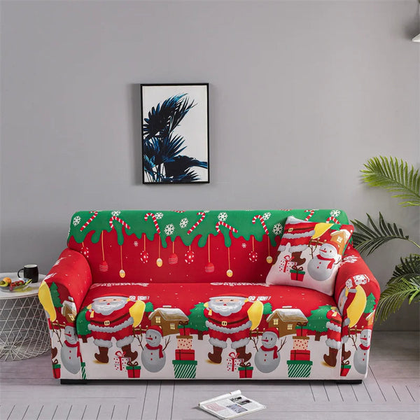 Sofa Cover Red Green Christmas Santa Design Non Slip Stretchable Slipcover Slipcovers
