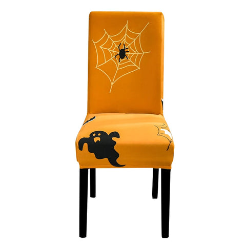 Chair Cover Gold Spider Cobweb Ghost Design Anti Dirt Elastic Material Slipcovers