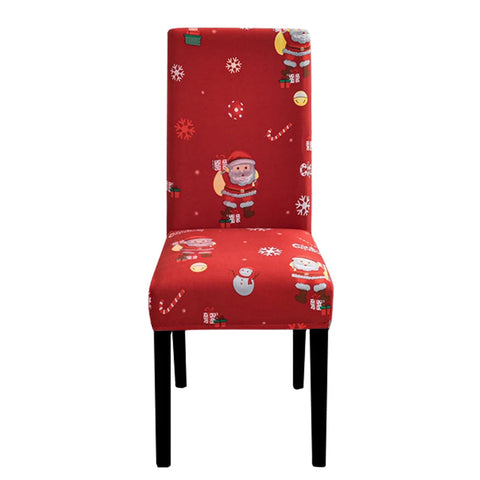 Chair Cover Red Santa Gift Snowman Design Anti Dirt Elastic Material Slipcovers