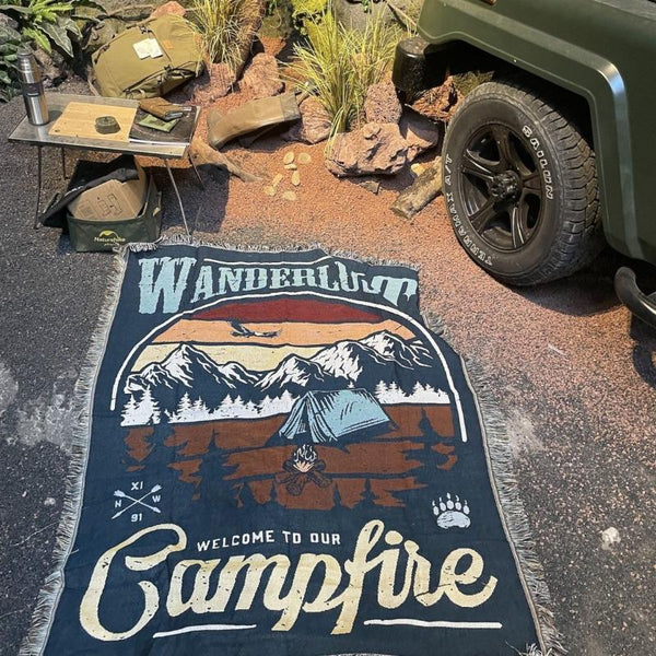 Wanderlust Campfire Throw Blanket Sofa Couch Bed Cover Outdoor Tapestry Tapestries