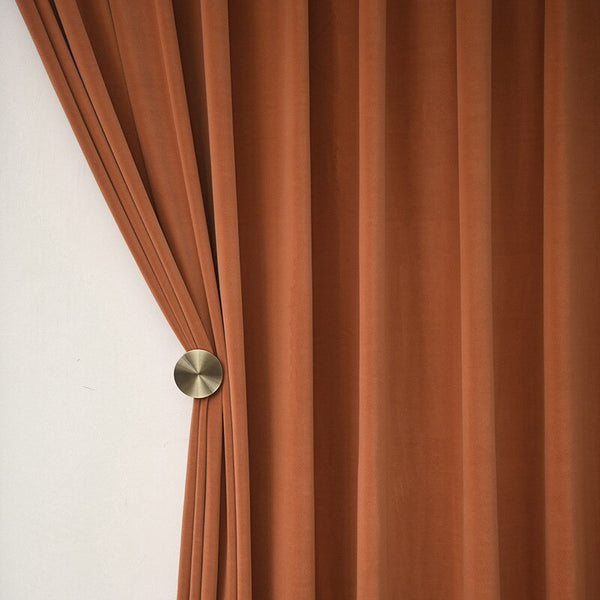 100Cm Orange High Quality Modern Velvet Blackout Curtains For Living Room Bedroom Dining Curtains & Drapes