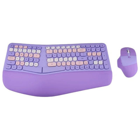 Bluetooth Keyboard Mouse Combo Set Ergonomic Wireless Device Purple Keyboards & Keypads