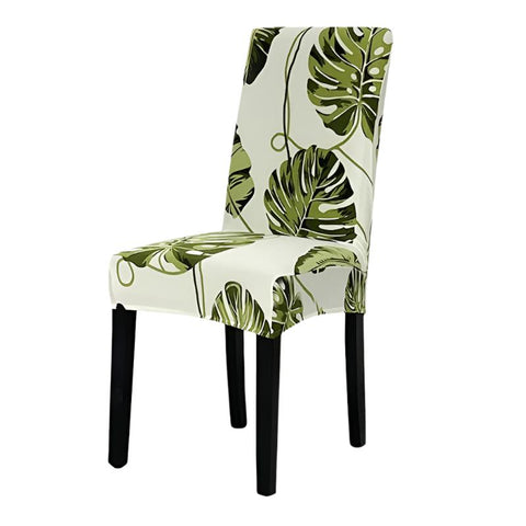 Chair Cover Green Leaves Design Anti Dirt Elastic Material For Dining Room Kitchen Slipcovers