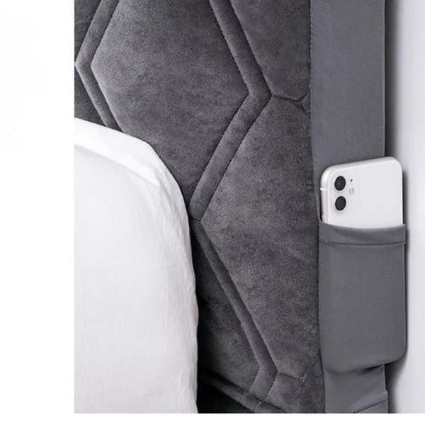 Dark Gray Zigzag Pattern Bed Headboard Cover Super Soft Quilted Velvet 100X70cm Headboards & Footboards