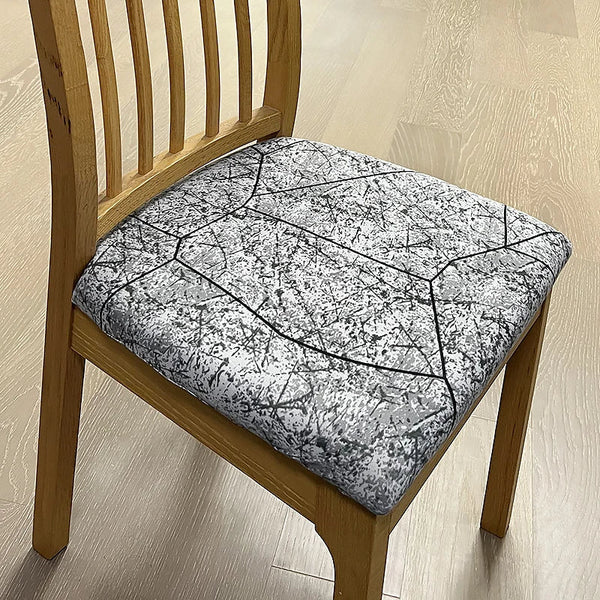 Chair Cover Dark Gray Crack Stone Print Stretch Seat For Dining Kitchen Slipcovers