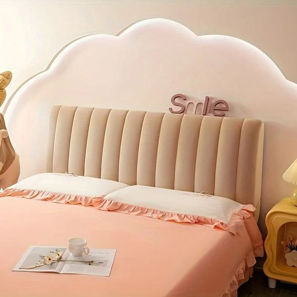 Khaki Short Plush Velvet Bed Headboard Cover Dust Protector 100X70cm Headboards & Footboards