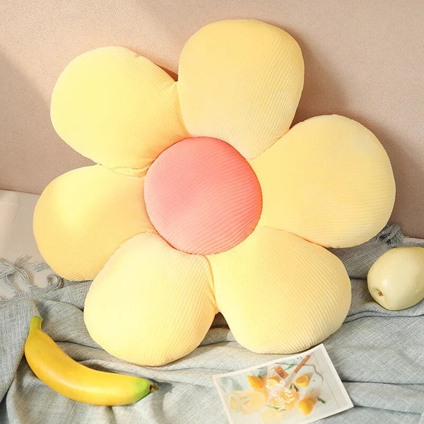 Cushions & Decorative Pillows Plush Yellow Flower Shape Stuffed Soft Pillow Seat Cushion For Room Decor 30 35Cm