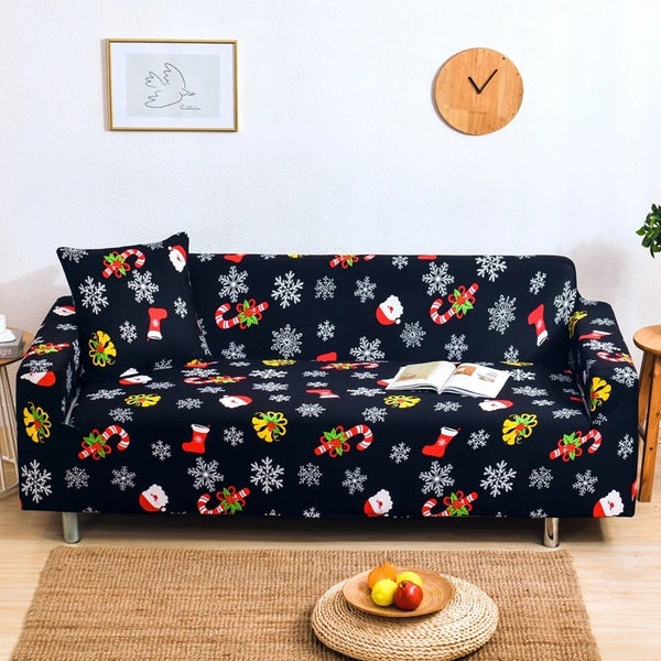 Sofa Cover Black Christmas Snowflakes Design Non Slip Stretchable Slipcover Garden Furniture Slipcovers