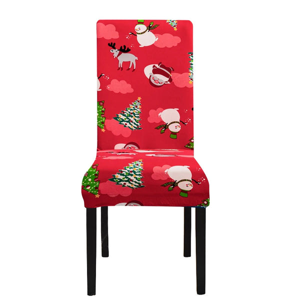 Chair Cover Red Snowman Christmas Holiday Design For Dining Room Kitchen Slipcovers
