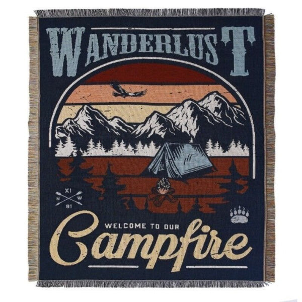 Wanderlust Campfire Throw Blanket Sofa Couch Bed Cover Outdoor Tapestry Tapestries