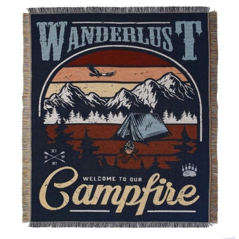 Wanderlust Campfire Throw Blanket Sofa Couch Bed Cover Outdoor Tapestry Tapestries