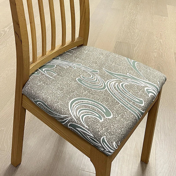 Chair Cover Light Brown Random Wave Print Stretch Seat For Dinning Kitchen Slipcovers