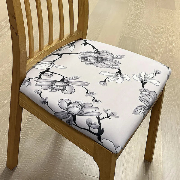 Chair Cover Grey Floral Print Stretch Seat For Dinning Kitchen Slipcovers