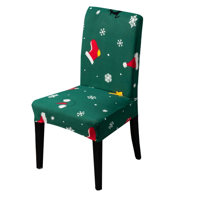 Chair Cover Green Christmas Socks Holiday Design Anti Dirt Elastic Material Slipcovers