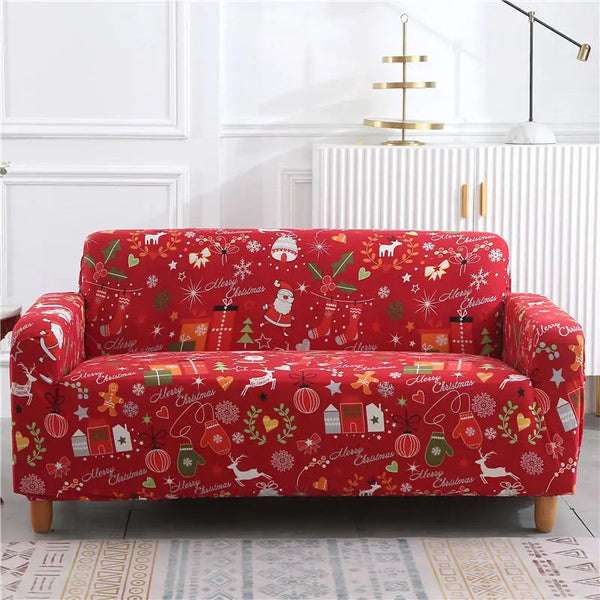 Sofa Cover Red Festive Christmas Design Stretchable Non Slip Slipcover For Furniture Slipcovers