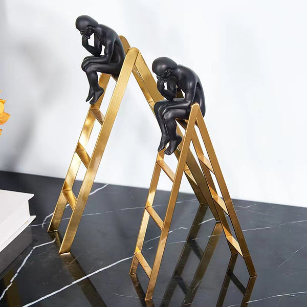 30 Cm Man Sitting On Ladder Tabletop Decor Sculptures Figurines Sculptures & Figurines