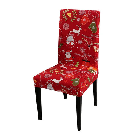 Chair Cover Red Full Christmas Design Elastic Material For Dining Room Slipcovers