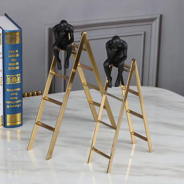 35Cm Man Sitting On Ladder Tabletop Decor Sculptures Figurines Sculptures & Figurines
